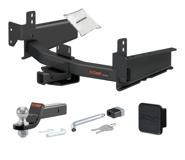 19 - 25 RAM 1500 2in. CURT Trailer Hitch + Ball Mount + Cover + Lock Kit HWA2165 - CURT
