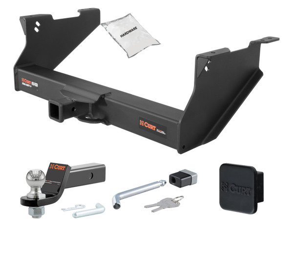 11 - 13 RAM 2500 8' bed, with or without factory receiver 2in. CURT Trailer Hitch + Ball Mount + Cover + Lock Kit HWA2188 - CURT