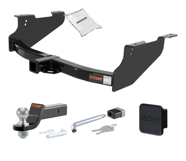 02 - 02 Dodge Ram 1500  8' bed only (built before 11/02) 2in. CURT Trailer Hitch + Ball Mount + Cover + Lock Kit HWA724 - CURT