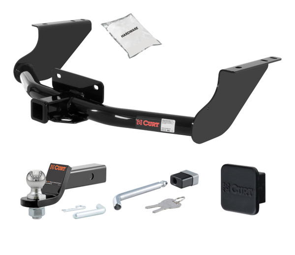 09 - 10 Dodge Ram 1500  Excluding factory receiver 2in. CURT Trailer Hitch + Ball Mount + Cover + Lock Kit HWA712 - CURT