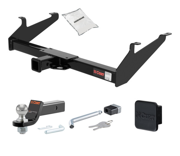 02 - 02 Dodge Ram 1500  6' bed only (built before 11/02) 2in. CURT Trailer Hitch + Ball Mount + Cover + Lock Kit HWA721 - CURT