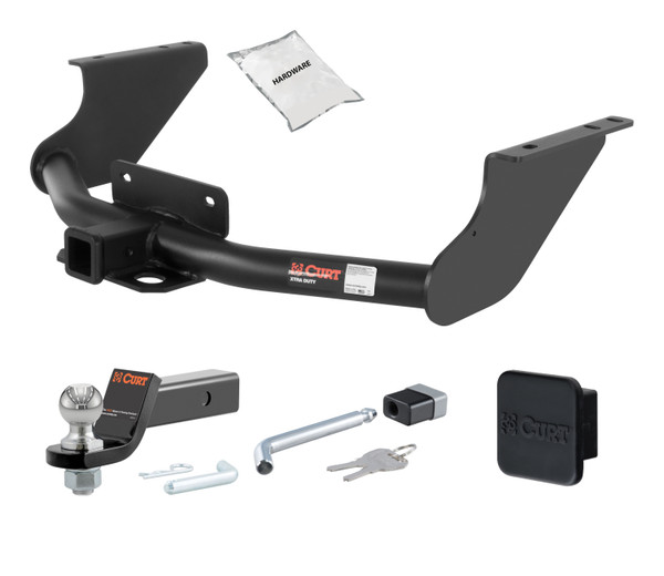 09 - 10 Dodge Ram 1500  Excluding factory receiver 2in. CURT Trailer Hitch + Ball Mount + Cover + Lock Kit HWA714 - CURT
