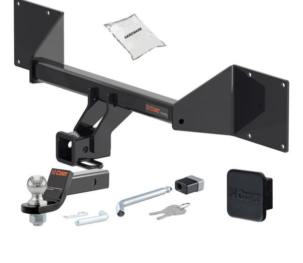 21 - 24 Volkswagen ID.4 Without factory receiver 2in. CURT Trailer Hitch + Ball Mount + Cover + Lock Kit HWA2495 - CURT