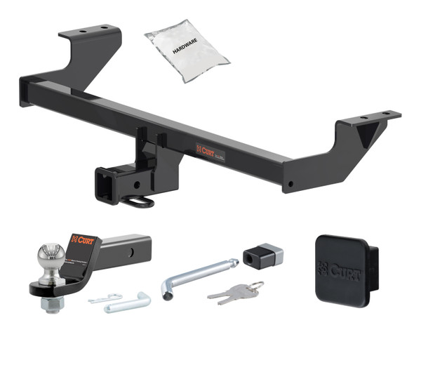 22 - 24 Volkswagen Taos 2in. CURT Trailer Hitch + Ball Mount + Cover + Lock Kit HWA2517 - CURT