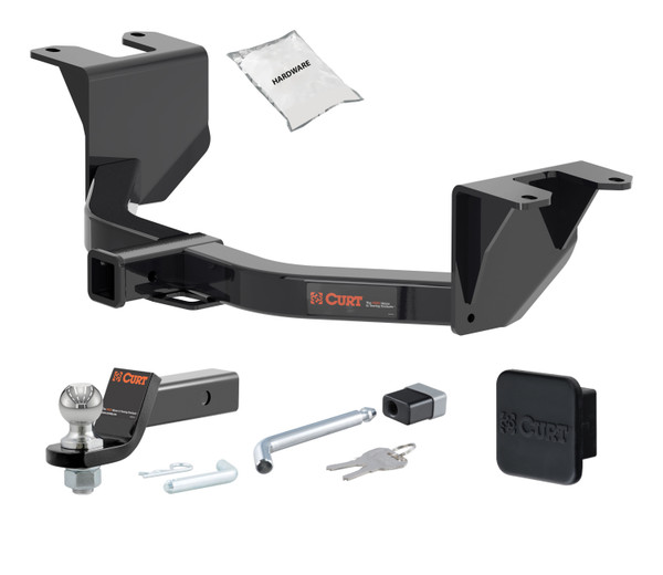 22 - 22 GMC Sierra 1500 Limited Excluding factory receiver 2in. CURT Trailer Hitch + Ball Mount + Cover + Lock Kit HWA1172 - CURT