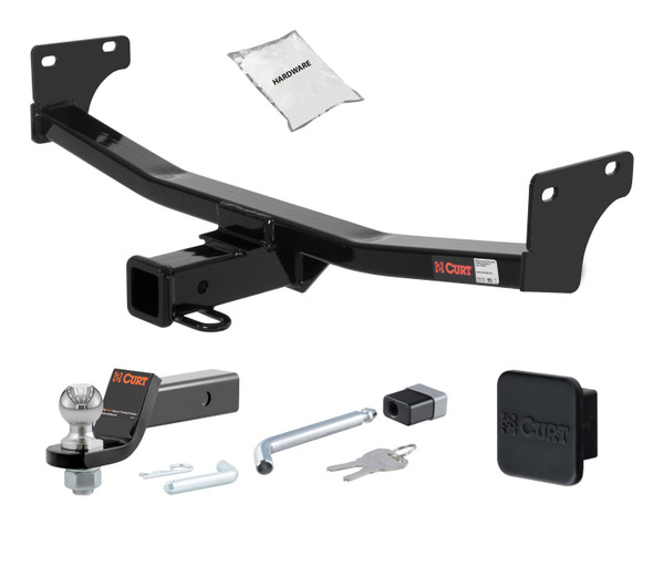 07 - 10 JEEP Compass 2in. CURT Trailer Hitch + Ball Mount + Cover + Lock Kit HWA1549 - CURT