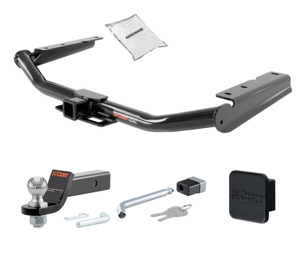 14 - 19 Toyota Highlander 2in. CURT Trailer Hitch + Ball Mount + Cover + Lock Kit HWA2392 - CURT