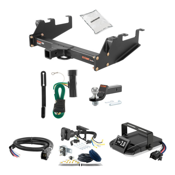88-00 GMC K2500 Excluding with dual exhaust, 4-door crew cab, 10" step bumper or cab & chassis 2 CURT Trailer Hitch + Assure Proportional Brake Controller Kit HBCW1096 - CURT