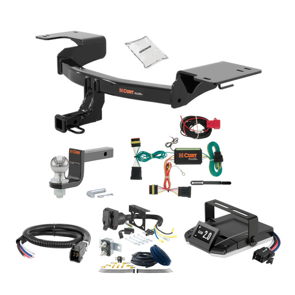 12-19 Fiat 500 Excluding Abarth 1.25 CURT Trailer Hitch + Assure Proportional Brake Controller Kit HBCW778 - CURT