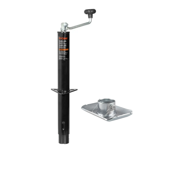 CURT 5,000 lbs, 15" Travel A-Frame Trailer Jack with Top Handle  + 1-11/16 in. Footplate - CURT