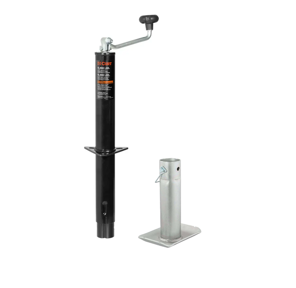 CURT 5,000 lbs, 15" Travel A-Frame Trailer Jack with Top Handle  + 8-1/2 in. Foot Plate - CURT