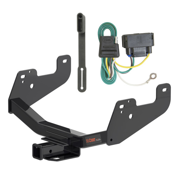 15 - 19 Ford F-150 With factory receiver Curt 2", Class 4 Trailer Tow Hitch + 4-flat Wiring Kit 14021 - CURT
