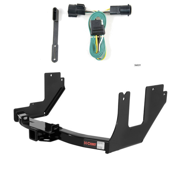 2004 - 2005 Ford F-150 Excluding factory receiver and 2004 Heritage Edition Curt 2", Class 4 Trailer Tow Hitch + 4-flat Wiring Kit 14357 - CURT