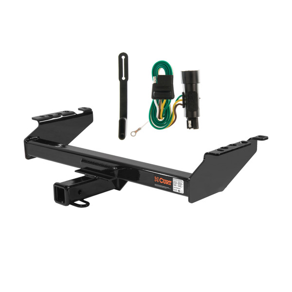 73 - 97 Ford F-150 Excluding 10" drop bumper, old body Curt 2", Class 4 Trailer Tow Hitch + 4-flat Wiring Kit 14001 - CURT