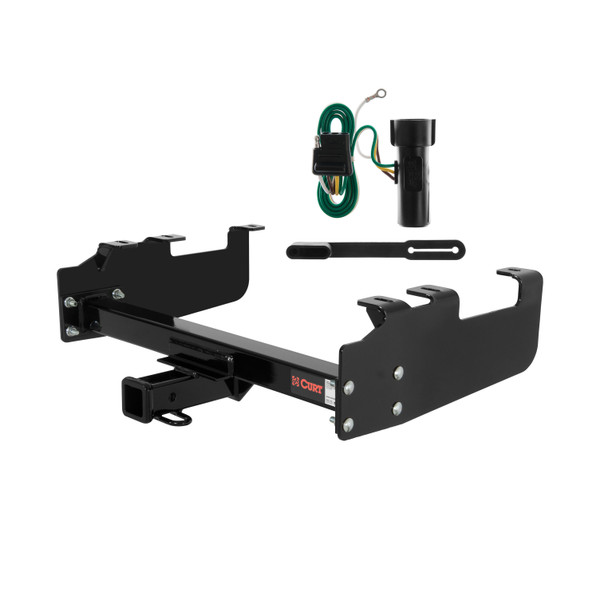 80 - 86 Ford F-250 Old body with 10" drop bumper, excluding 73 - 79 crew cab Curt 2", Class 3 Trailer Tow Hitch + 4-flat Wiring Kit 13099-5 - CURT