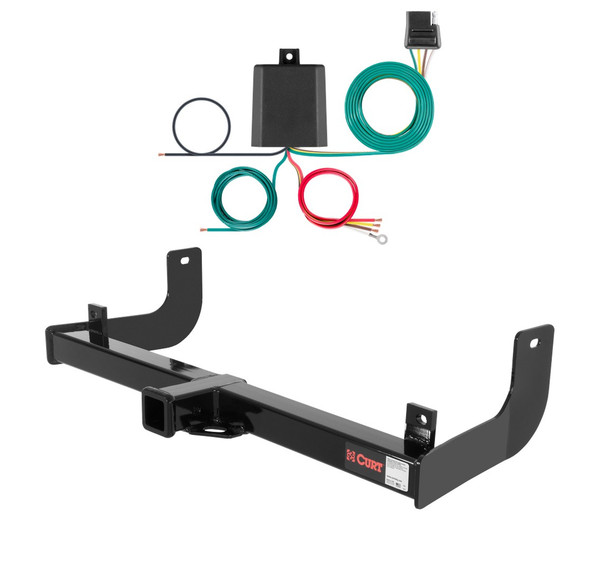 2009 Ford F-150 Excluding factory receiver Curt 2", Class 3 Trailer Tow Hitch + 4-flat Wiring Kit 13368 - CURT