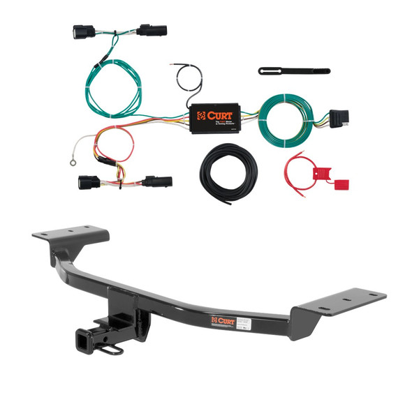 2015 - 2018 Ford Focus Hatchback, excluding RS and ST Curt 1-1/4", Class 1 Trailer Tow Hitch + 4-flat Wiring Kit 11158 - CURT