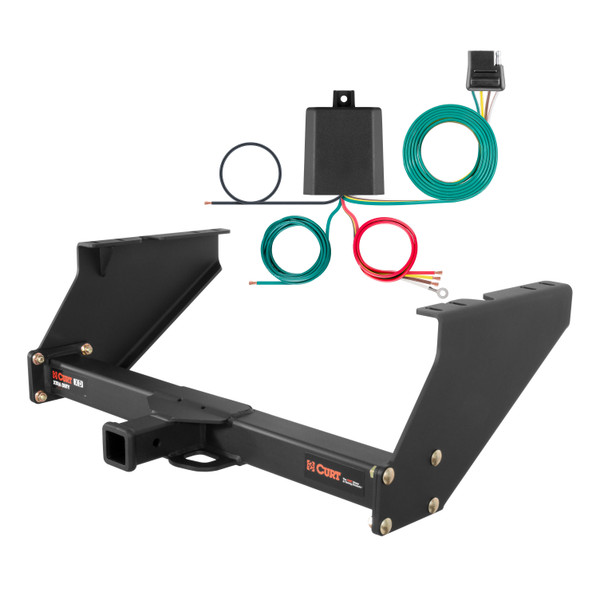 99 - 03 Ford F-250 Super Duty With 16" spare tire and 10" drop bumper Curt 2", Class 5 Trailer Tow Hitch + 4-flat Wiring Kit 15316 - CURT