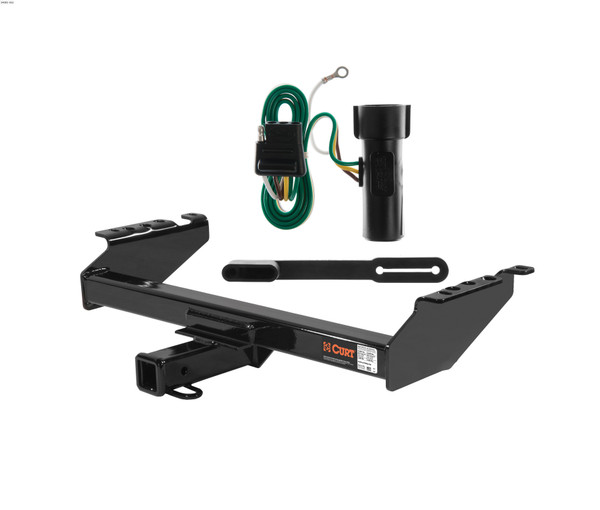 73 - 99 Ford F-250 Old body, excluding 10" drop bumper and 73 - 79 crew cab Curt 2", Class 4 Trailer Tow Hitch + 4-flat Wiring Kit 14001-1 - CURT