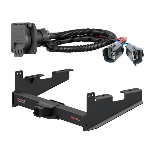 2020 - 2026 Ford F-350 Super Duty Excluding cab & chassis Curt 2-1/2", Class 5 Trailer Tow Hitch + 7-way Wiring Kit 15802 - CURT