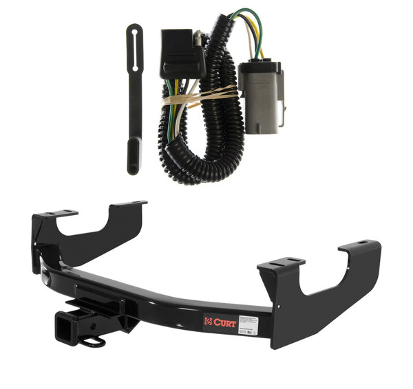 2002 - 2004 Ford F-350 Super Duty Excluding cab & chassis Curt 2", Class 4 Trailer Tow Hitch + 4-flat Wiring Kit 14355 - CURT