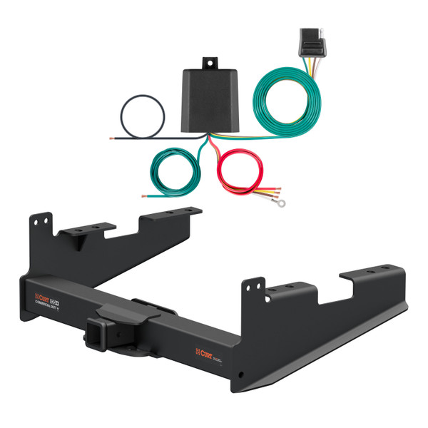 17 - 24 Ford F-350 Super Duty Excluding cab & chassis Curt 2-1/2", Class 5 Trailer Tow Hitch + 4-flat Wiring Kit 15802 - CURT