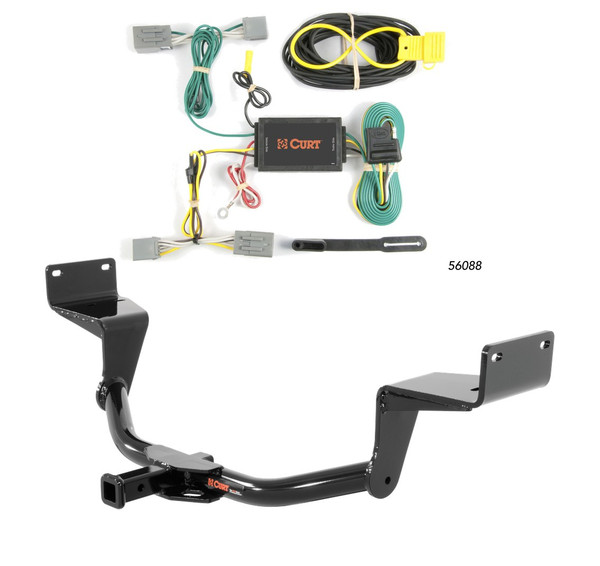2015 - 2023 Ford Mustang Coupe, excluding Mach-1, Shelby, active exhaust, or quad exhaust tips Curt 1-1/4", Class 1 Trailer Tow Hitch + 4-flat Wiring Kit 11405 - CURT