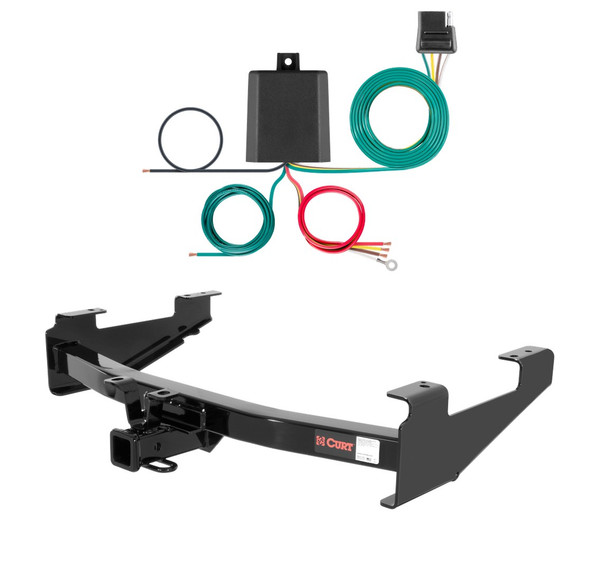 2001 - 2010 GMC Sierra 2500 HD 8' bed, excluding factory receiver, Tommy Gate lift or cab & chassis Curt 2", Class 3 Trailer Tow Hitch + 4-flat Wiring Kit 13208 - CURT