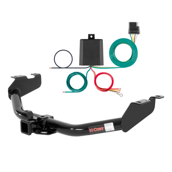 99 - 04 GMC Sierra 2500 Excluding Tommy Gate lift, 10" drop bumper or cab & chassis Curt 2", Class 3 Trailer Tow Hitch + 4-flat Wiring Kit 13322 - CURT