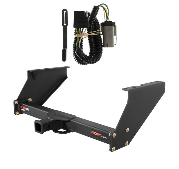2002 - 2003 Ford F-350 Super Duty With 16" spare tire and 10" drop bumper Curt 2", Class 5 Trailer Tow Hitch + 4-flat Wiring Kit 15316 - CURT