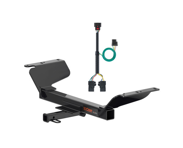 18 - 24 GMC Terrain Excluding diesel Curt 1-1/4", Class 2 Trailer Tow Hitch + 4-flat Wiring Kit 12201 - CURT
