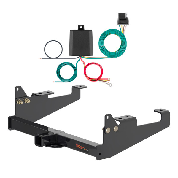 20 - 24 Ford F-350 Super Duty Cab & chassis with 34" frame width (O.D.) Curt 2", Class 4 Trailer Tow Hitch + 4-flat Wiring Kit 14018 - CURT
