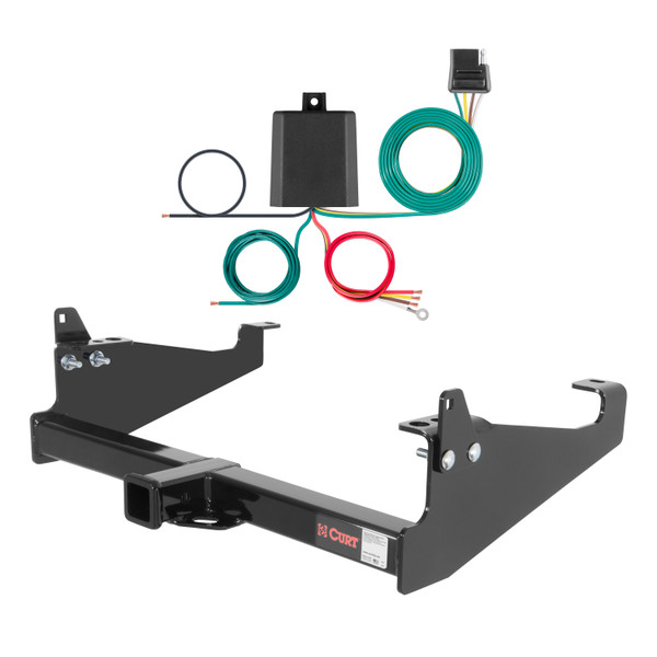 99 - 25 Ford F-550 Super Duty Cab & chassis with 34" frame width (O.D.) Curt 2", Class 4 Trailer Tow Hitch + 4-flat Wiring Kit 14048 - CURT