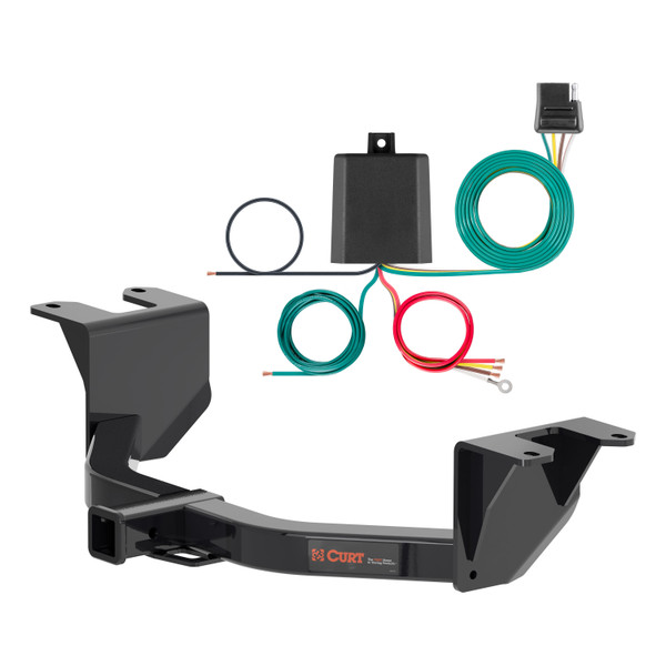 19 - 24 GMC Sierra 1500 Excluding factory receiver Curt 2", Class 3 Trailer Tow Hitch + 4-flat Wiring Kit 13393 - CURT