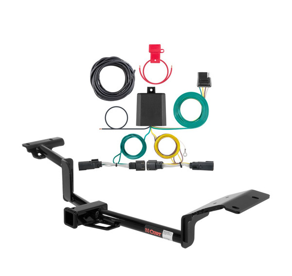 2009 - 2019 Ford Flex With dual exhaust Curt 2", Class 3 Trailer Tow Hitch + 4-flat Wiring Kit 13110 - CURT