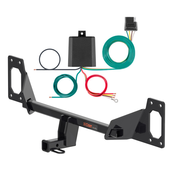 16 - 21 Honda Civic Hatchback, excluding center exhaust Curt 1-1/4", Class 1 Trailer Tow Hitch + 4-flat Wiring Kit 11591 - CURT