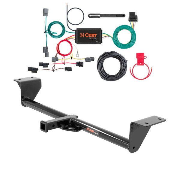 2016 - 2018 Honda Civic Sedan, excluding center exhaust Curt 1-1/4", Class 1 Trailer Tow Hitch + 4-flat Wiring Kit 11604 - CURT