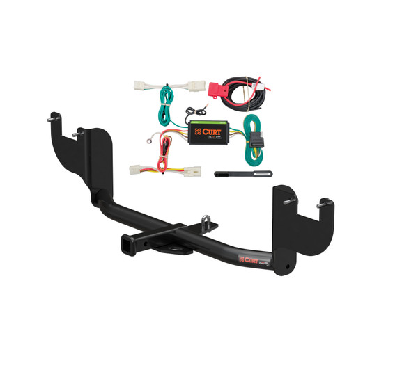 17 - 18 Hyundai Elantra Sedan (Excluding Limited), with factory recovery loop Curt 1-1/4", Class 1 Trailer Tow Hitch + 4-flat Wiring Kit 11424 - CURT