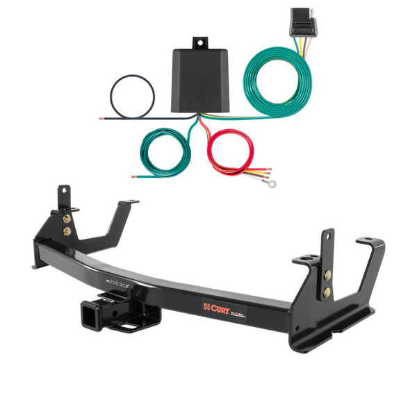 2015 - 2019 GMC Sierra 3500 HD 6' bed, excluding factory receiver, Tommy Gate lift or cab & chassis Curt 2", Class 4 Trailer Tow Hitch + 4-flat Wiring Kit 14009 - CURT