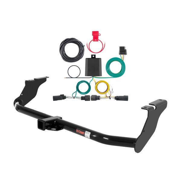 2009 - 2019 Ford Flex Without dual exhaust Curt 2", Class 3 Trailer Tow Hitch + 4-flat Wiring Kit 13551 - CURT