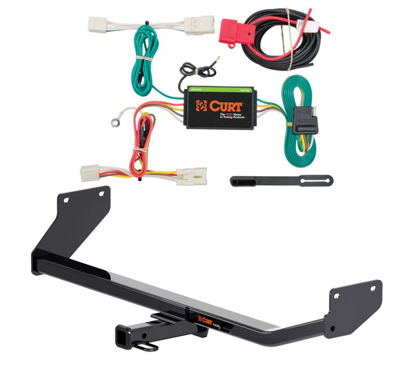 2017 - 2022 Hyundai Ioniq Excluding Electric or Plug-In Curt 1-1/4", Class 1 Trailer Tow Hitch + 4-flat Wiring Kit 11486-1 - CURT