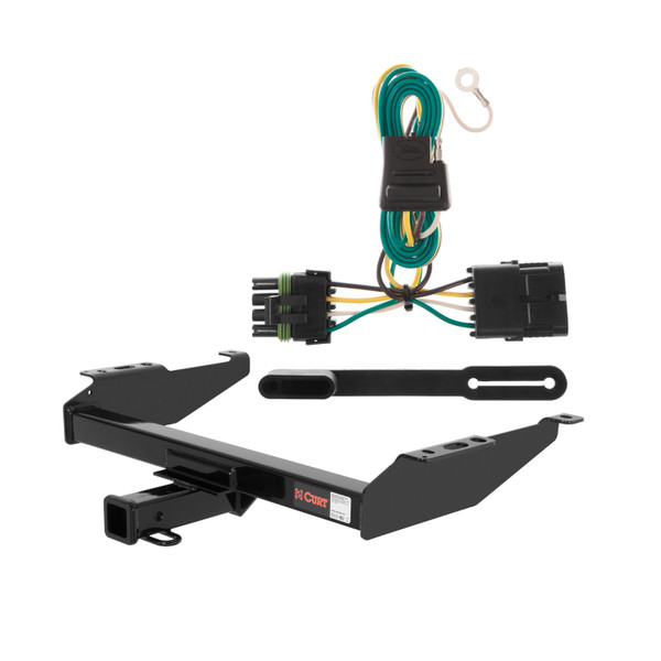 1988 - 1999 Chevrolet K1500 With dual exhaust Curt 2", Class 3 Trailer Tow Hitch + 4-flat Wiring Kit 13042 - CURT