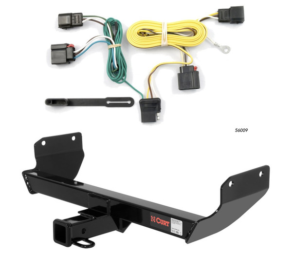 2011 - 2013 Jeep Grand Cherokee Excluding SRT, SRT8, Trackhawk or diesel Curt 2", Class 3 Trailer Tow Hitch + 4-flat Wiring Kit 13065 - CURT
