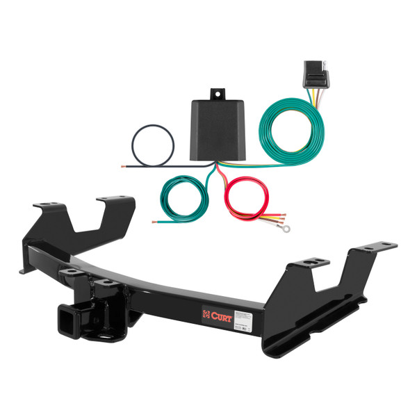 11 - 14 Chevrolet Silverado 2500 HD 6' bed, excluding factory receiver, Tommy Gate lift or cab & chassis Curt 2", Class 3 Trailer Tow Hitch + 4-flat Wiring Kit 13062 - CURT