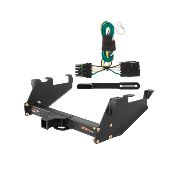 1988 - 2000 Chevrolet C2500 With 10" step bumper Curt 2", Class 5 Trailer Tow Hitch + 4-flat Wiring Kit 15317 - CURT