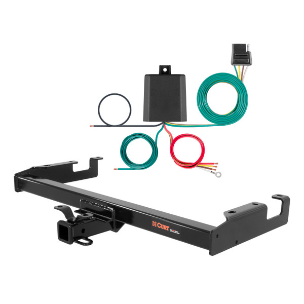 01 - 06 Chevrolet Silverado 3500 8' bed, excluding factory receiver, Tommy Gate lift, 10" drop bumper and cab & chassis Curt 2", Class 4 Trailer Tow Hitch + 4-flat Wiring Kit 14008 - CURT