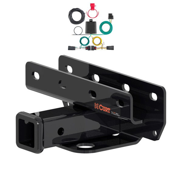 2018 - 2026 Jeep Wrangler JL, excluding diesel Curt 2", Class 3 Trailer Tow Hitch + 4-flat Wiring Kit 13392 - CURT