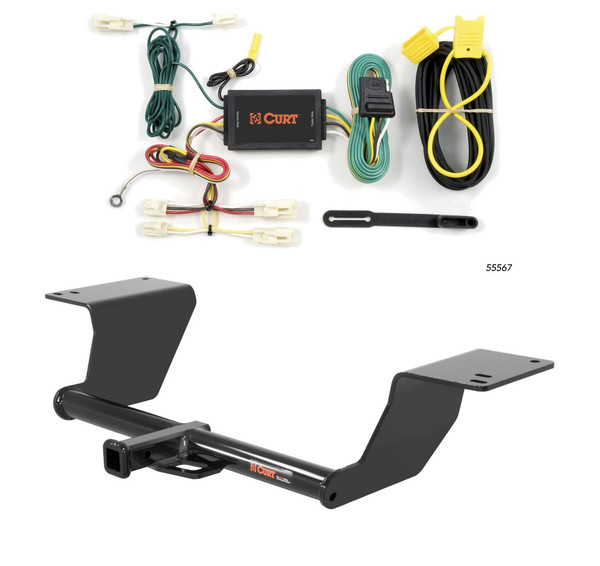 2012 - 2017 Toyota Camry Curt 1-1/4", Class 2 Trailer Tow Hitch + 4-flat Wiring Kit 12107 - CURT