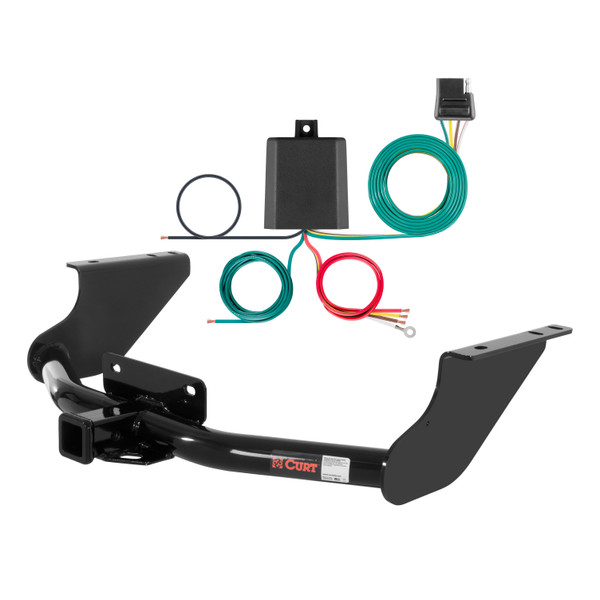 09 - 10 Dodge Ram 1500 Excluding factory receiver Curt 2", Class 4 Trailer Tow Hitch + 4-flat Wiring Kit 14374-2 - CURT