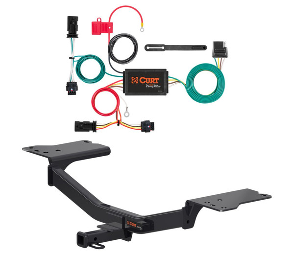 2017 - 2019 Chevrolet Cruze Hatchback, excluding diesel Curt 1-1/4", Class 1 Trailer Tow Hitch + 4-flat Wiring Kit 11458 - CURT